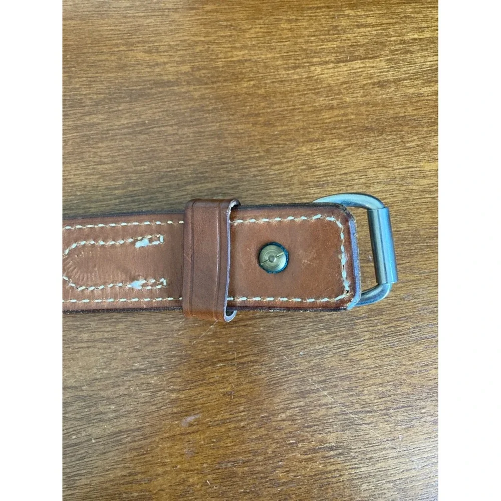El Paso Mens Brown Leather Belt Size 42‎ Classic Casual Style Stictching Detail